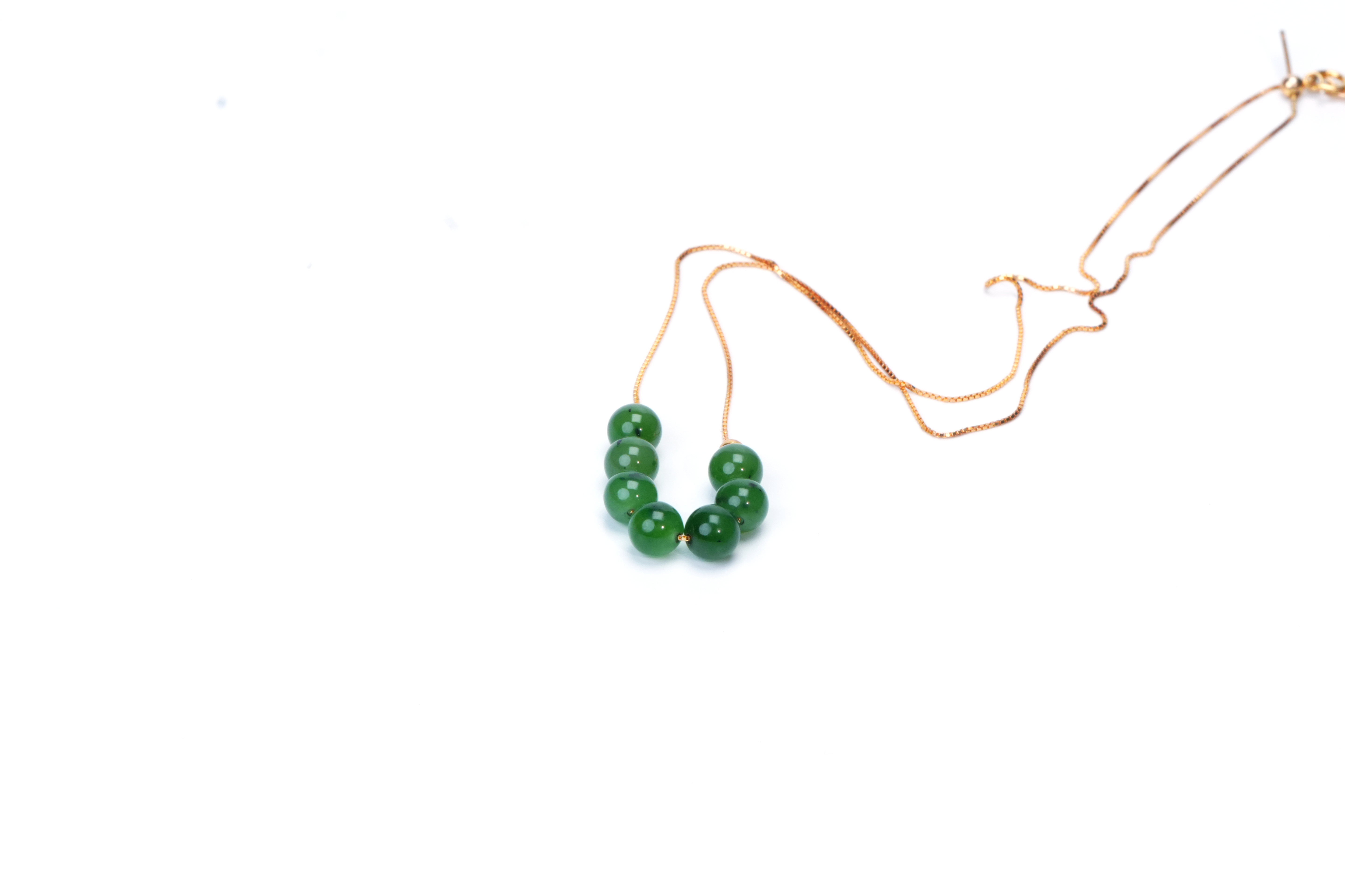 Green Jade & Silver Lucky Bead Necklace