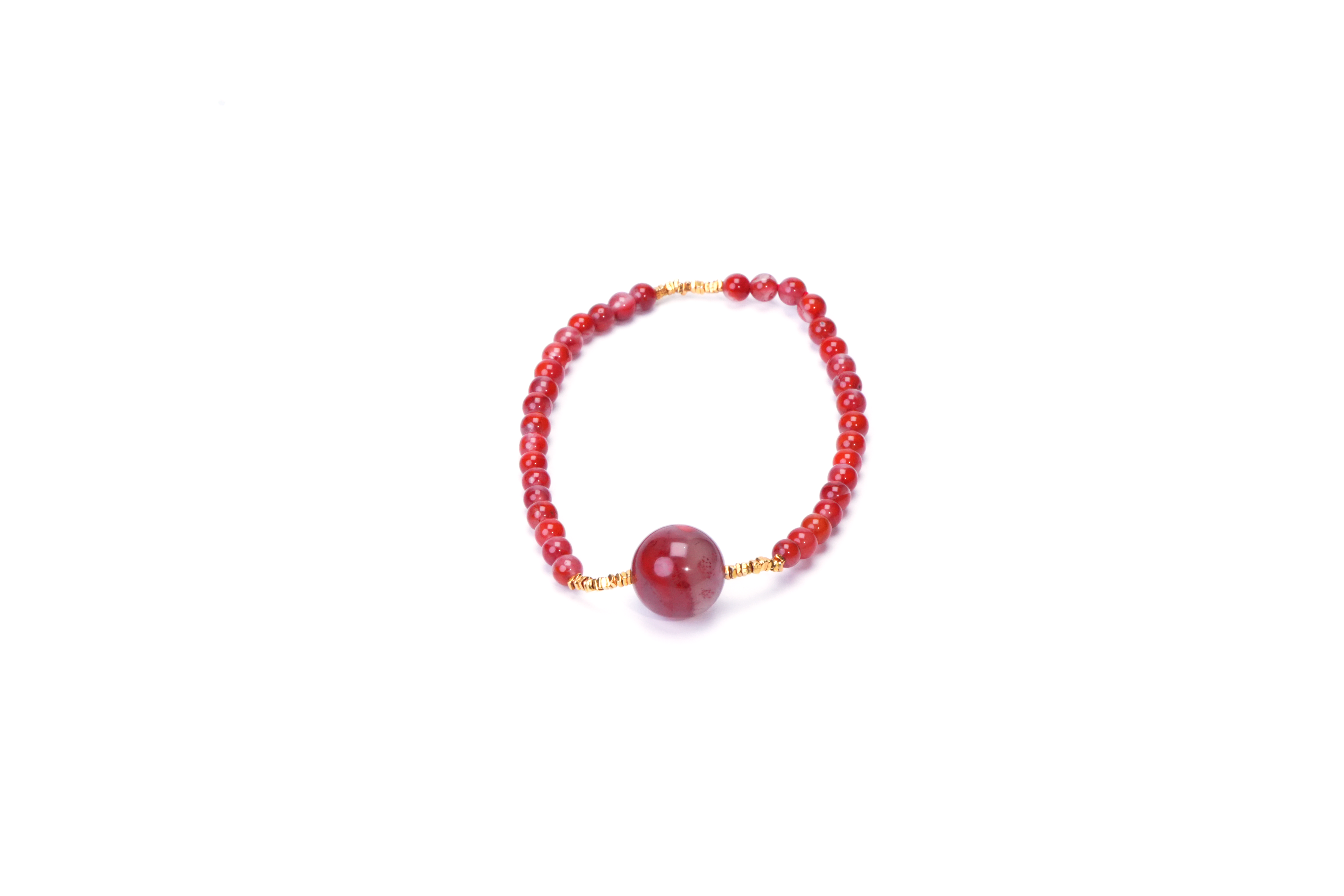 Red Agate & Silver Statement Bracelet