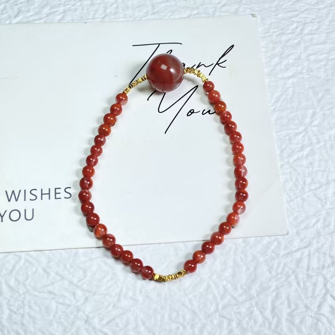 Red Agate & Silver Statement Bracelet
