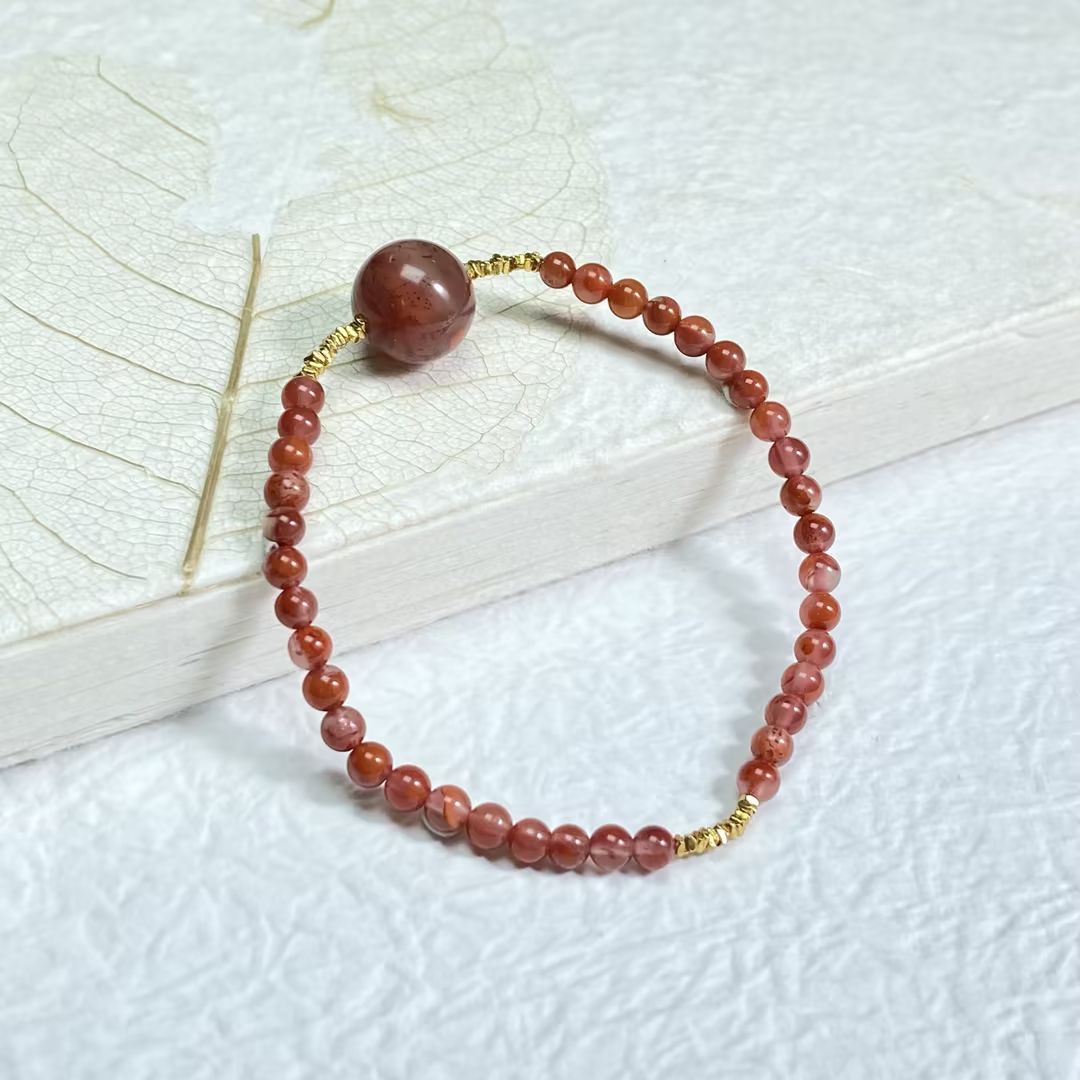 Red Agate & Silver Statement Bracelet