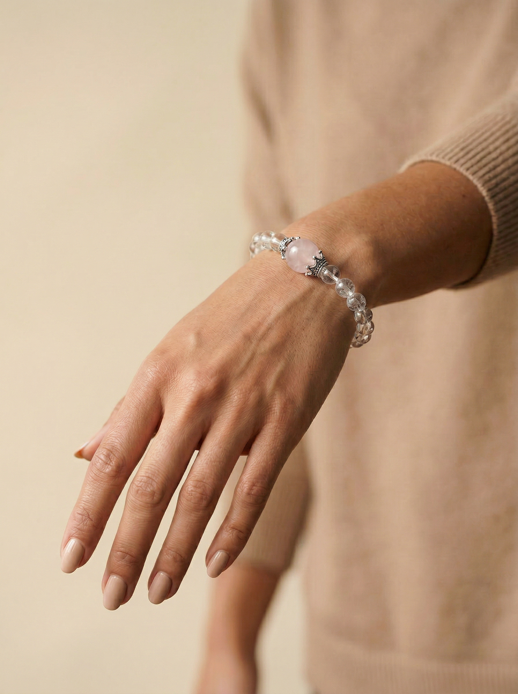 Rose Quartz & Crystal Healing Bracelet — Love, Clarity & Good Fortune