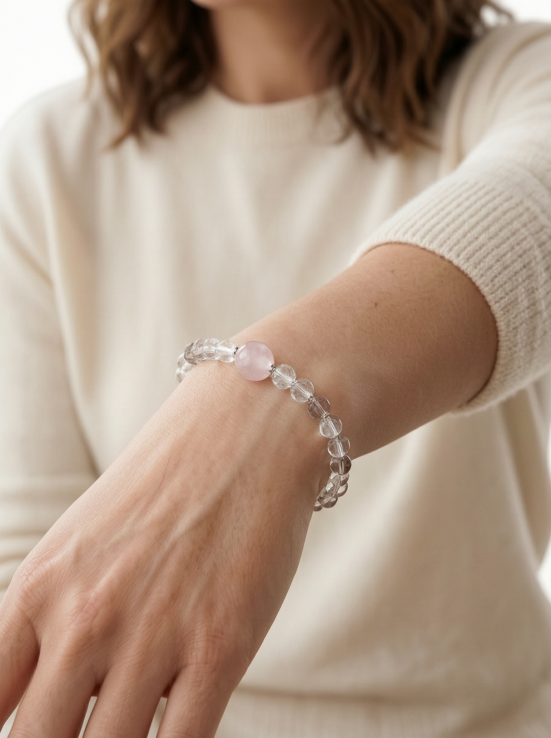 Rose Quartz & Crystal Healing Bracelet — Love, Clarity & Good Fortune