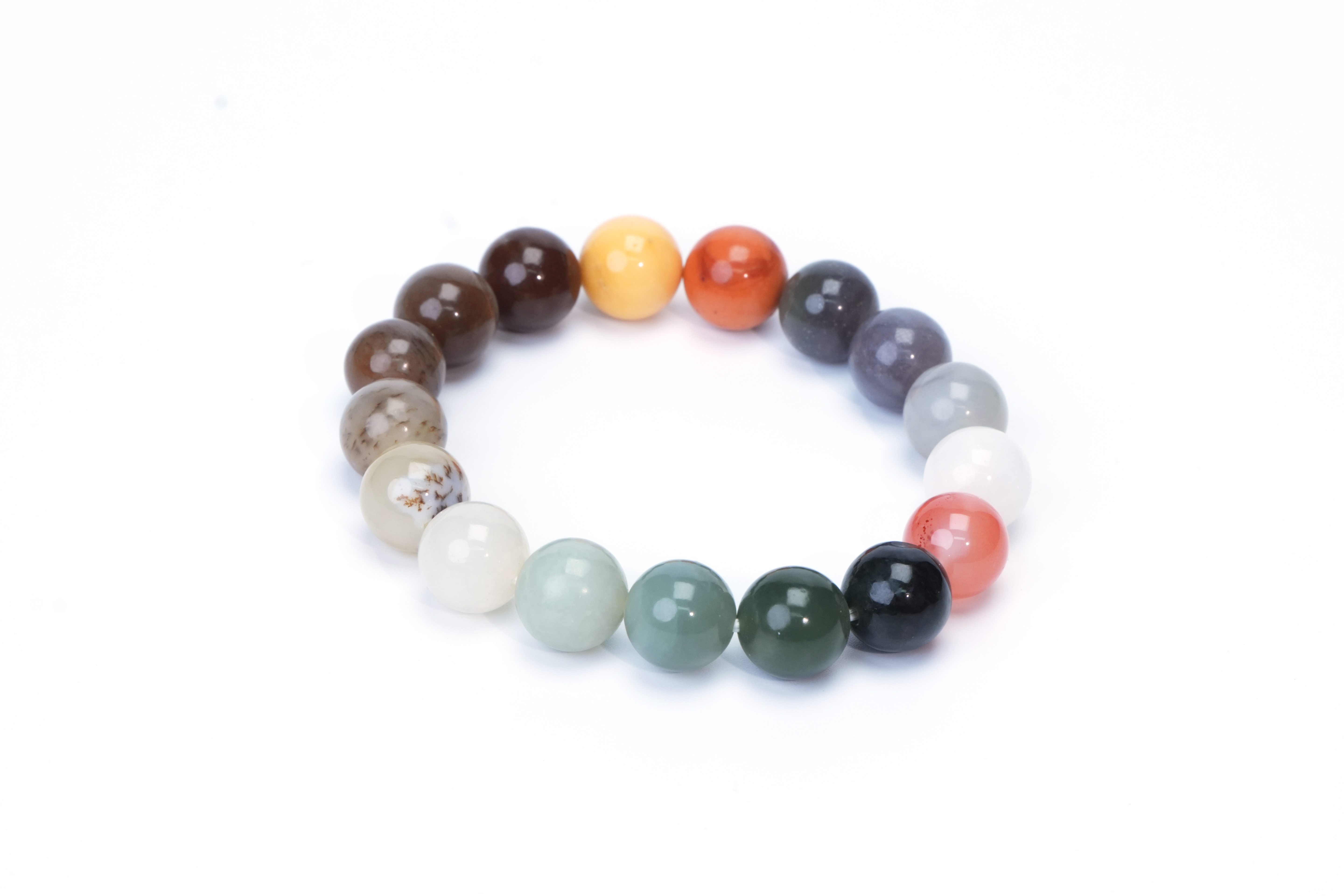 Multi-Gemstone Chakra Bracelet — Natural Jade, Agate & Crystal