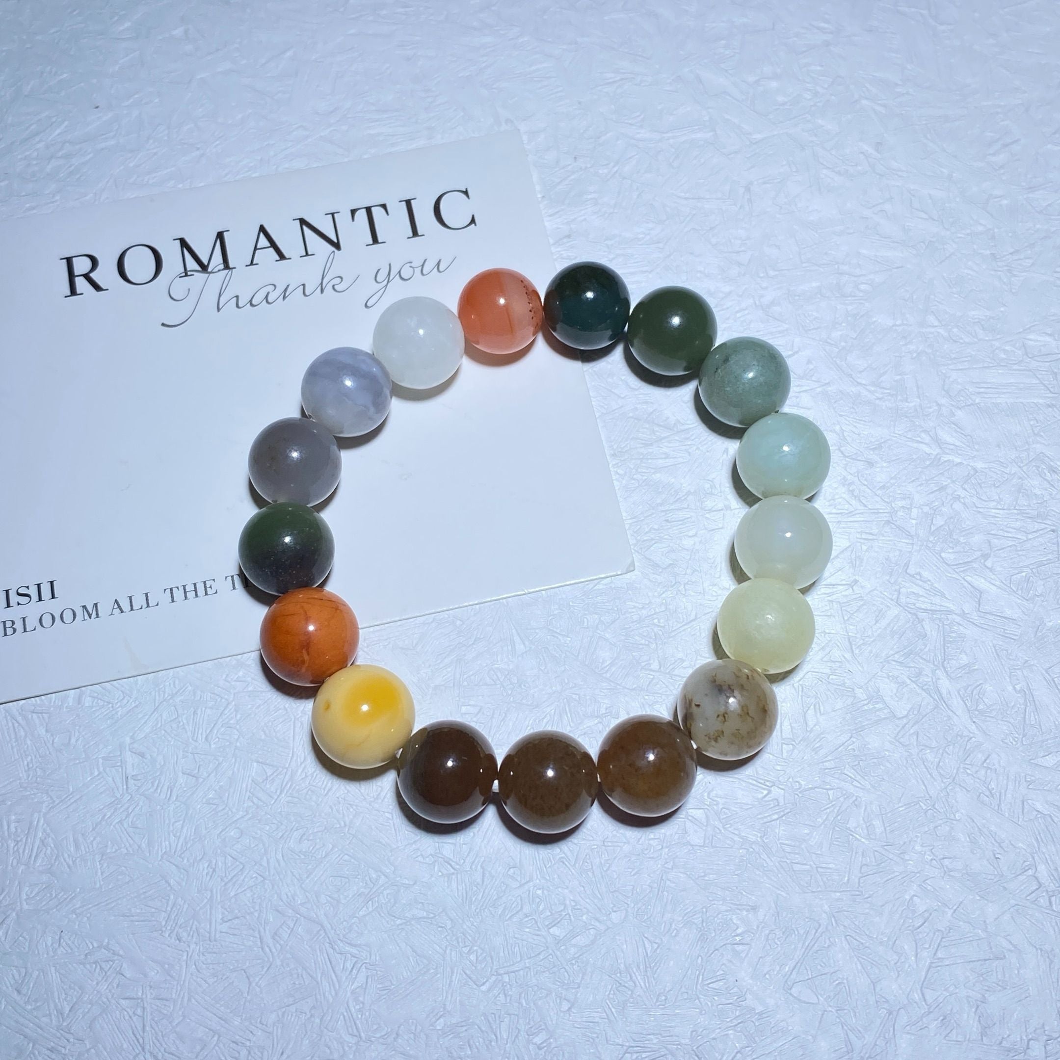 Multi-Gemstone Chakra Bracelet — Natural Jade, Agate & Crystal