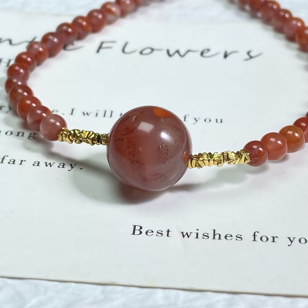Red Agate & Silver Statement Bracelet